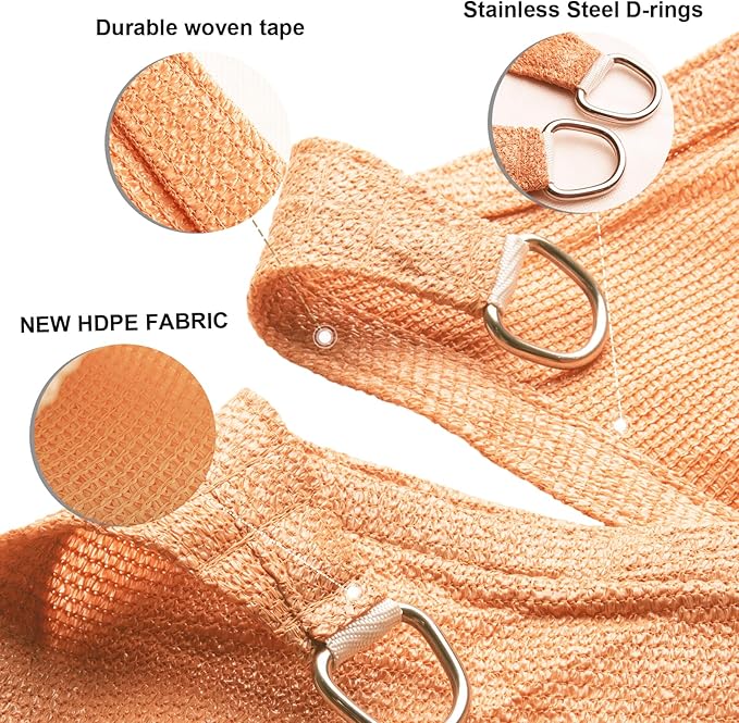 SUNLAX Sun Shade Sail 7' x 10' Peach Fuzz Rectangle Canopy Sail Shade Cover UV - Image 3