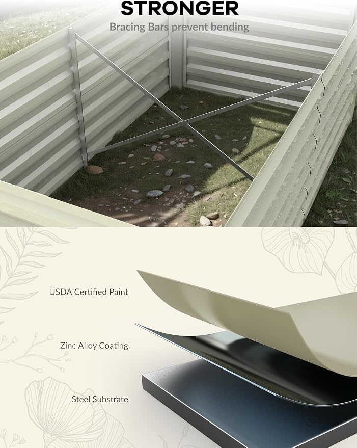 GarveeLife 8x4x2 ft Galvanized Raised Garden Bed, Rust-Resistant Raised Garden - Image 2