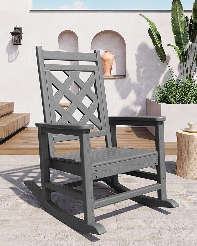 GarveeLife Outdoor Rocking Chair Set of 4, HDPE Weather Resistant Patio Rocking - Image 6