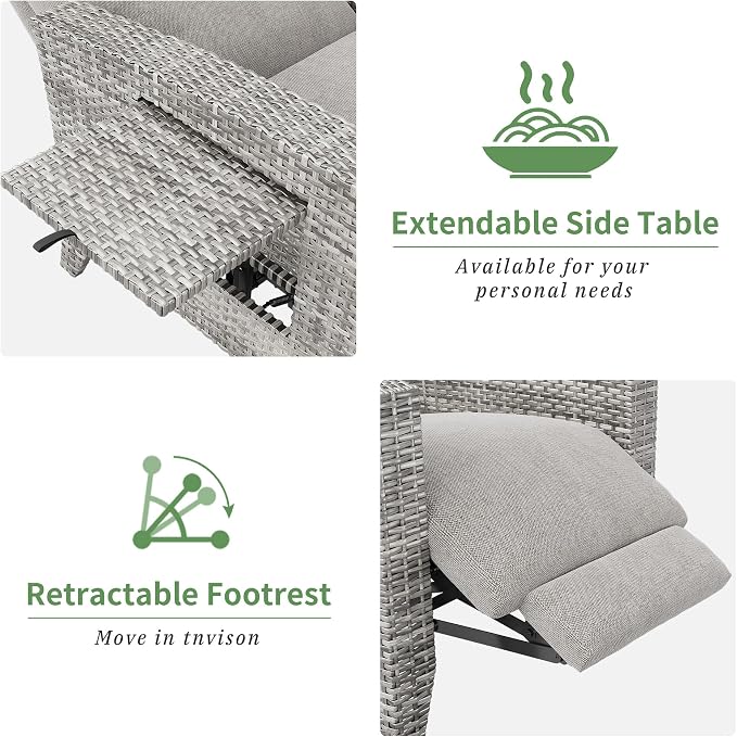 IDEALHOUSE Wicker Outdoor Recliner Reclining Patio Chairs - Image 7