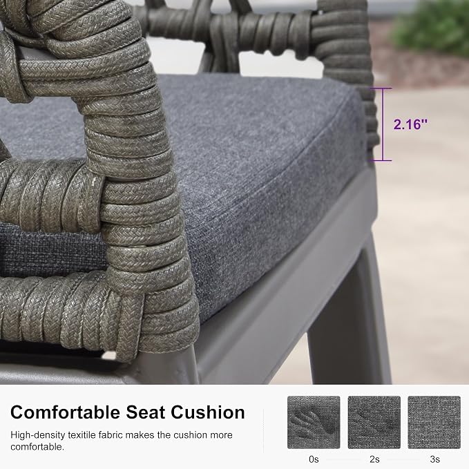 PURPLE LEAF Outdoor Rattan 24" Counter Height Bar Stools Chair Set of 2 - Image 4