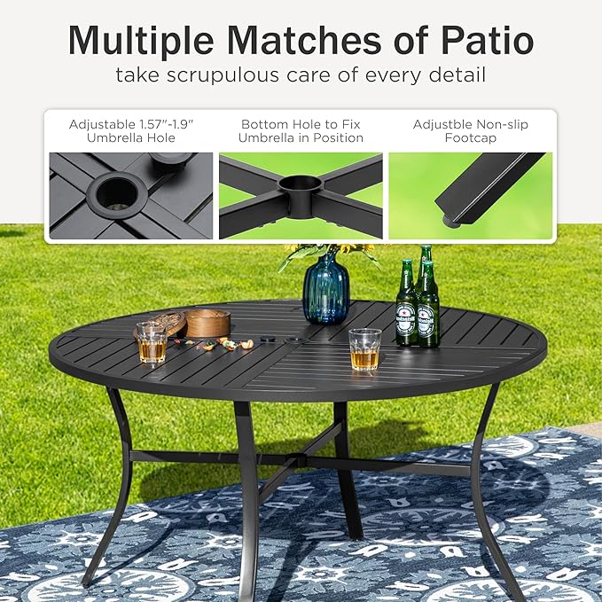 PHI VILLA 5 Piece Outdoor Patio Dining Set - Image 7