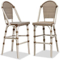 PURPLE LEAF French Bar Stool Set of 2 White Print Finish Patio Bar Stools by PURPLELEAF