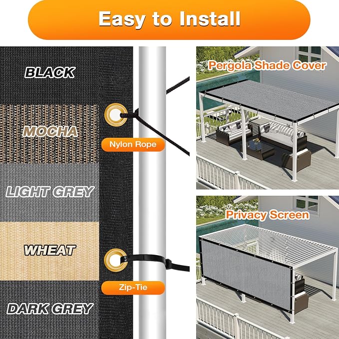 Artpuch Outdoor Pergola Shade Cover 14x18 FT Sun Shade Cloth - Image 5
