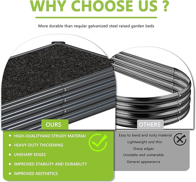 2PCS 8x2x1FT Galvanized Raised Garden Bed, Galvanized Planter Raised Garden - Image 6
