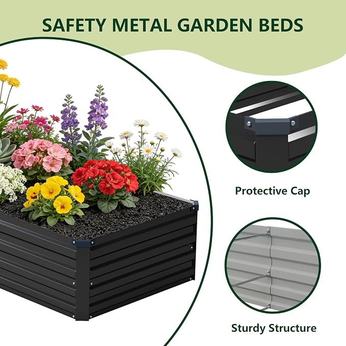 8x4x1 ft Galvanized Raised Garden Bed, Outdoor Planter Box Metal Patio Kit - Image 3