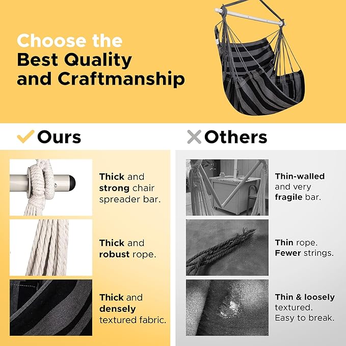 ADVOKAIR Hammock Chair Swing, Heavy-Duty Hanging Rope Swing Seat Supports 500 - Image 4
