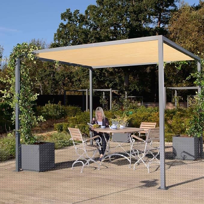 Eden's Decor Straight Flat-Edged Sun Shade Sail Rectangular 8' x 11' Beige - Image 6