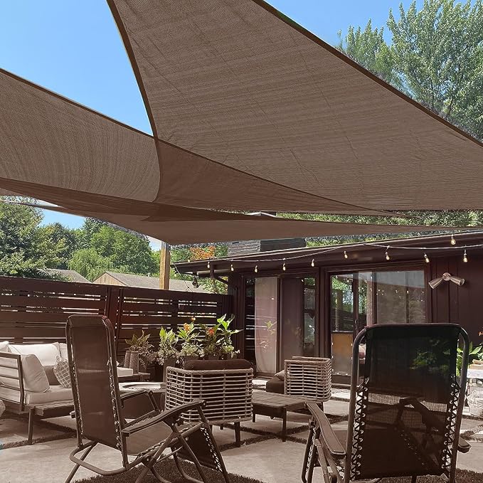 LOVE STORY Custom Size 6'x8'x10' Brown Sun Shade Sail Right Triangle Sunshade by LOVESTORY