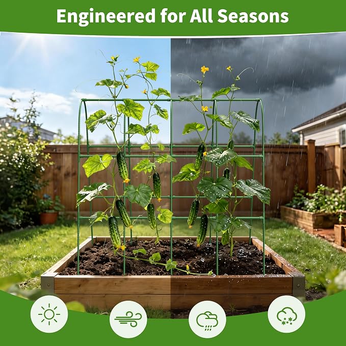 Cucumber Trellis for Raised Bed, U-Shape Garden Trellis for Climbing Plants - Image 5