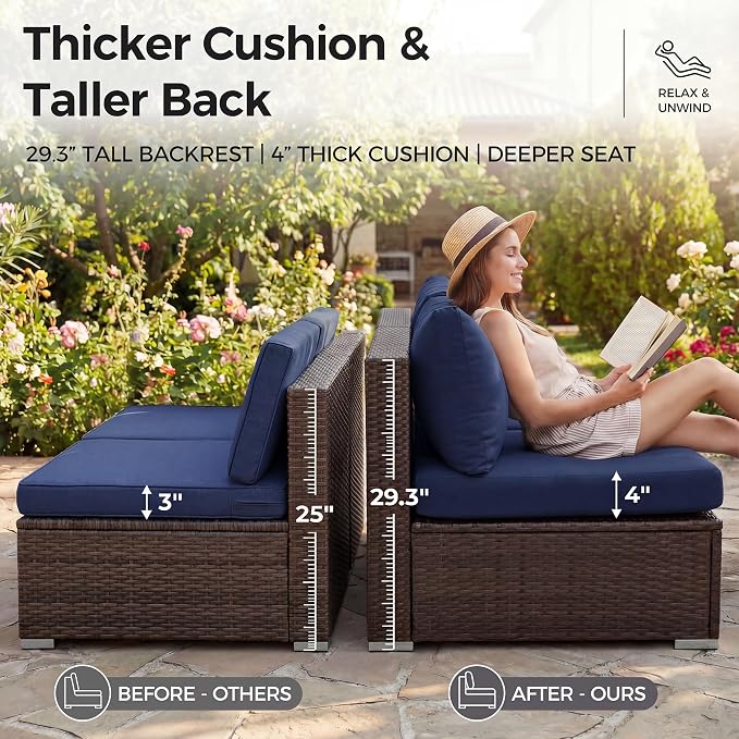 NICESOUL 7 Piece Large Size Patio Sectional Furniture Set - Image 7