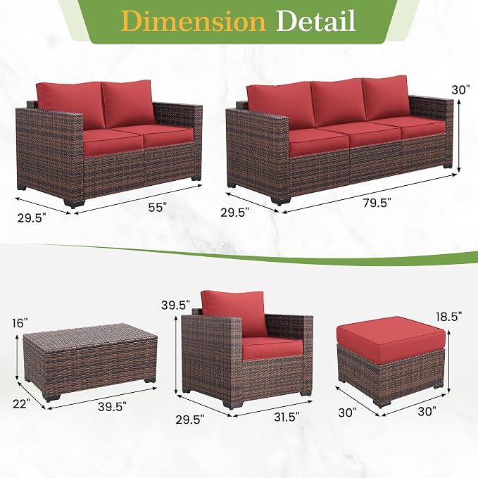 Amopatio Wicker Outdoor Sofa Single Armrest Chair 2 Pack, High Back Waterproof - Image 2