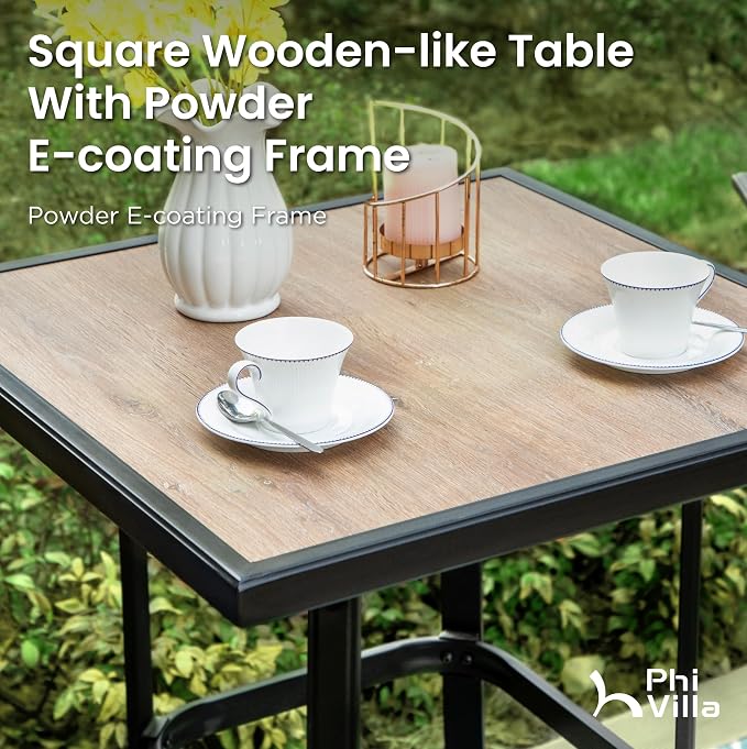 PHI VILLA Outdoor Bar Set for 6, High Top Patio Table and Chairs - Image 6