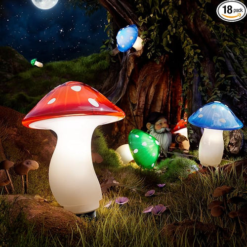 18 Pack 60FT Solar Mushroom Lights, IP65 Waterproof Garden Light Outdoor by BITPOTT