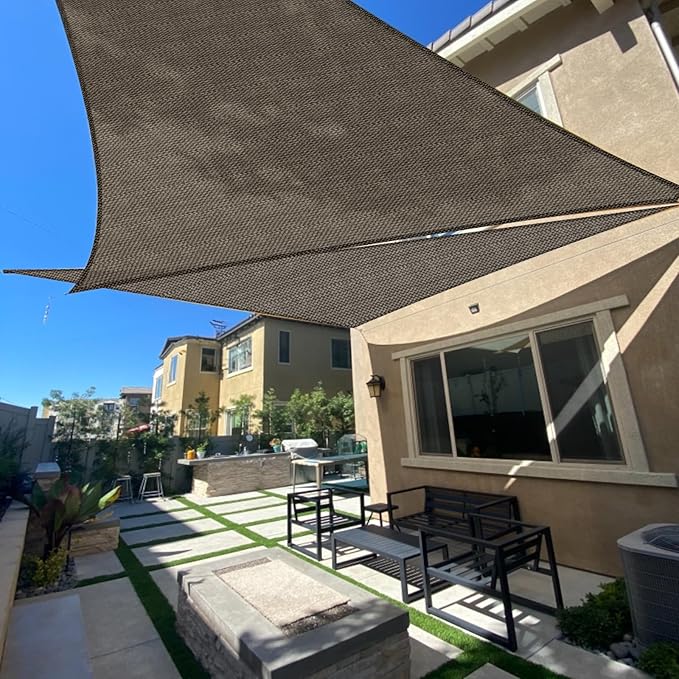 SUNLAX Sun Shade Sail SS-132 18' x 18' x 25.5' Brown Right Triangle Canopy Sail by SUNLAX