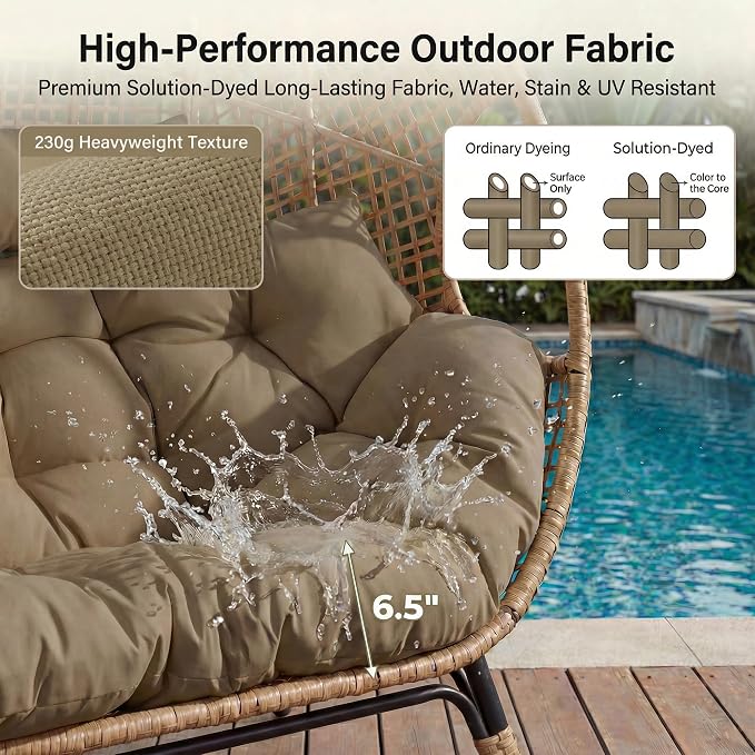NICESOUL® Double Egg Chair Indoor Outdoor Stationary Oversized Thicken Padded - Image 7