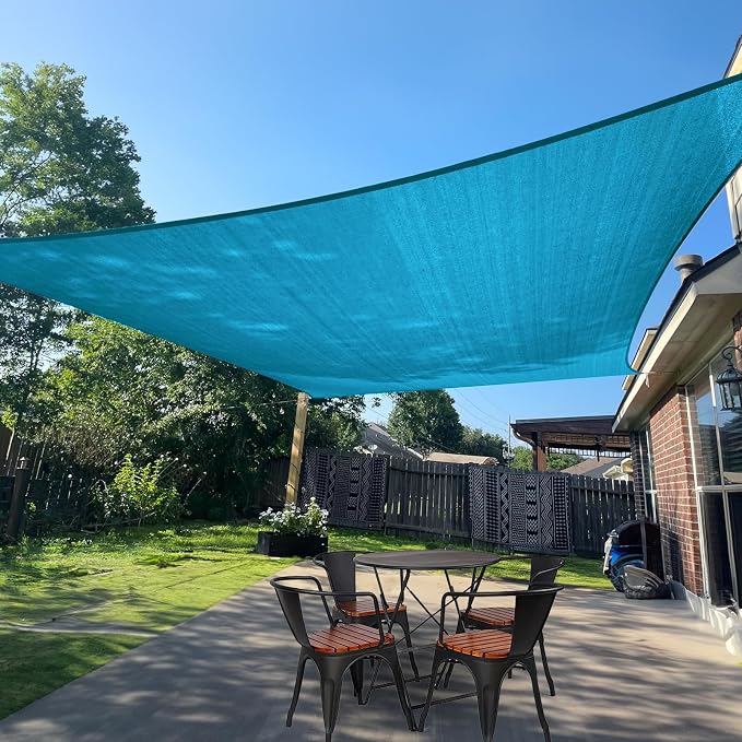 SUNLAX Sun Shade Sail SS-157 8' x 14' Turquoise Blue Rectangle Canopy Sail by SUNLAX