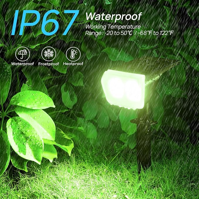 Consciot Solar Spot Lights Outdoor, 30 LED Waterproof Color Changing Solar - Image 5