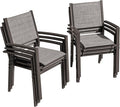 Flamaker Patio Chairs Textilene Outdoor Chairs Set of 6 Stackable Dining Chair by Flamaker