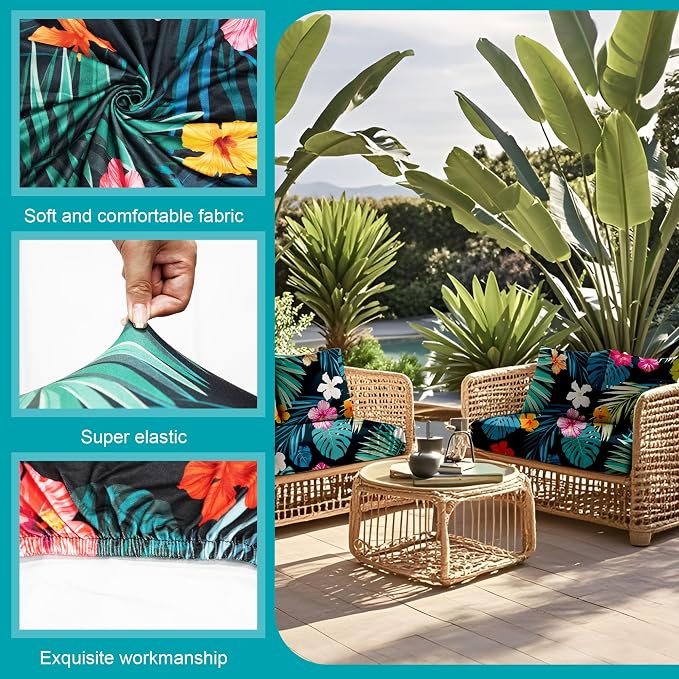 12 Pcs Stretch Patio Cushion Covers, Outdoor Couch Covers Replacement, Outdoor - Image 3