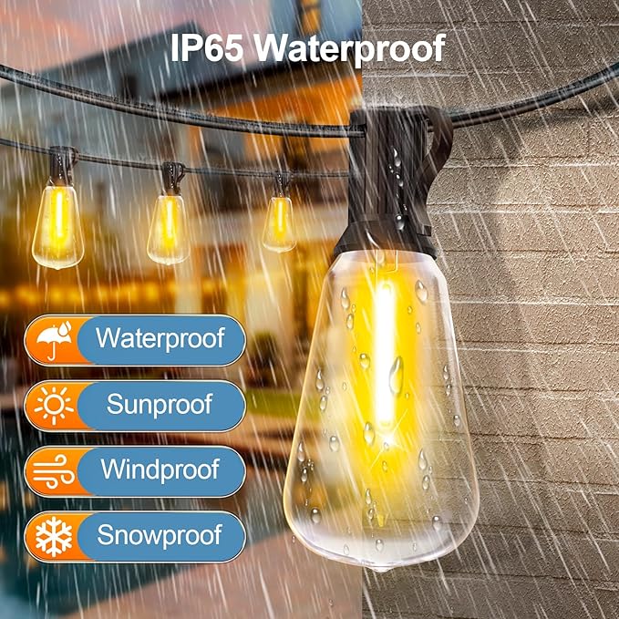 Outdoor String LED Patio Lights - 100Ft 30M Outside Waterproof Light - Image 5