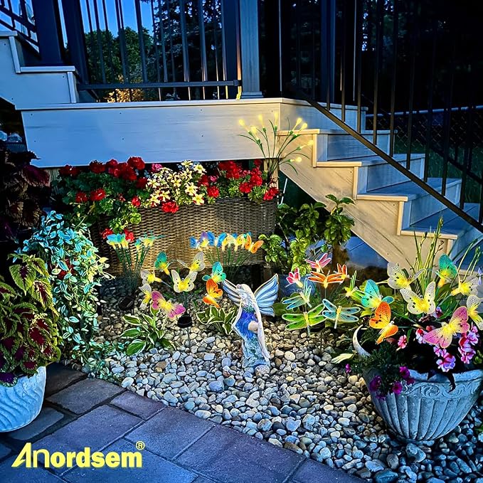 Anordsem Solar Garden Lights Outdoor: 8 Removable Fiber Optic Fabric - Image 6