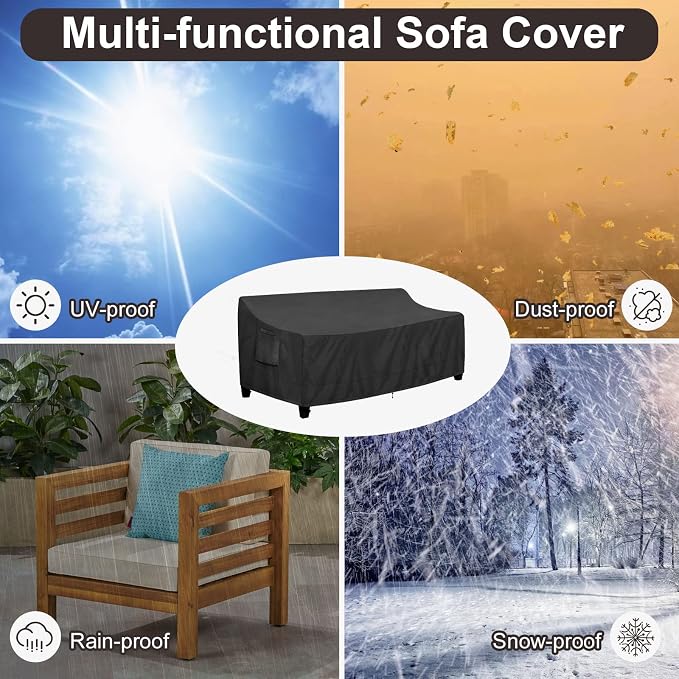 PureFit Outdoor Couch Cover Waterproof Patio Sofa Furniture Covers, 3-Seater - Image 6