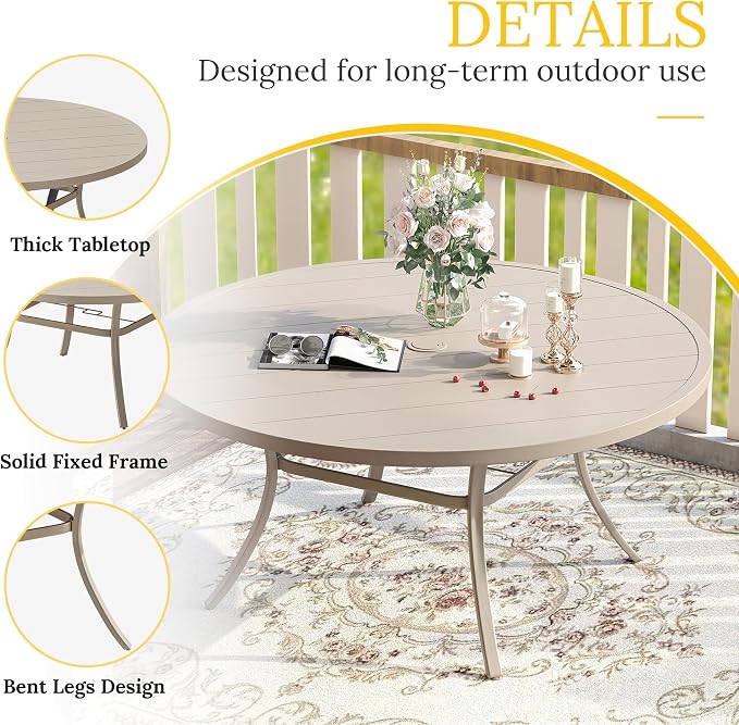 VICLLAX 60" Outdoor Round Patio Table - Image 4