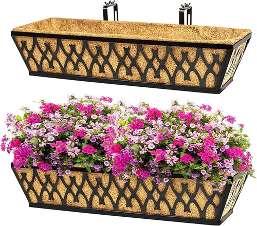 2 Pack 24 Inch Window Boxes Planters Railing Planter Box by KarlliuHOMEGARDEN