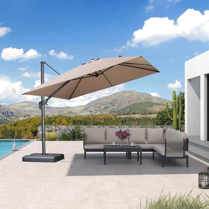 PURPLE LEAF Patio Umbrella 10' X 10' Rectangle Cantilever Umbrella Large by Unknown