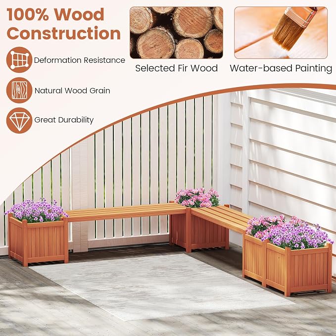 Giantex 2-in-1 Outdoor Bench - Image 7