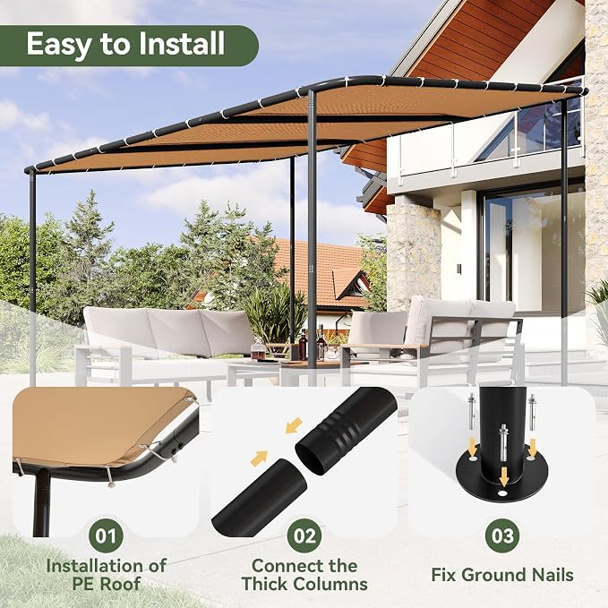 Aoxun 10x12 Lean to Gazebo Outdoor Pergola - Image 6
