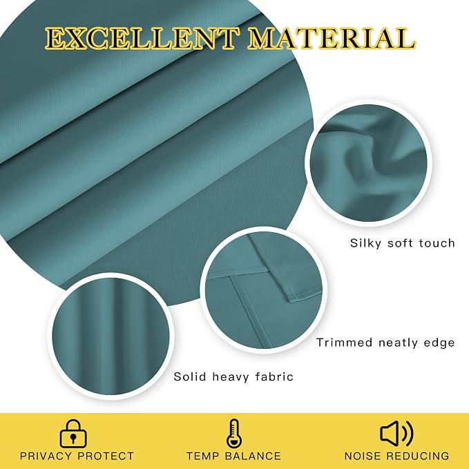 NICETOWN Blackout Curtains 54 Inches Long, Thermal Insulated Room Darkening - Image 2