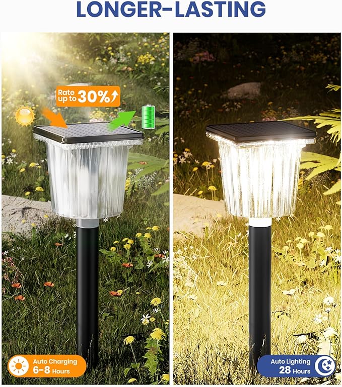 12-Pack Super Bright Solar Pathway Lights Outdoor Powered, Adjustable Warm&Cool - Image 5