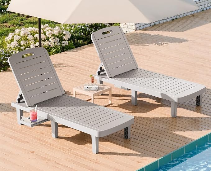 WACASA Outdoor Chaise Lounge Chairs Set of 2, Oversized Lounge Chairs by WACASA
