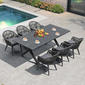 PURPLE LEAF 7 Pieces Longer Patio Dining Set by PURPLELEAF