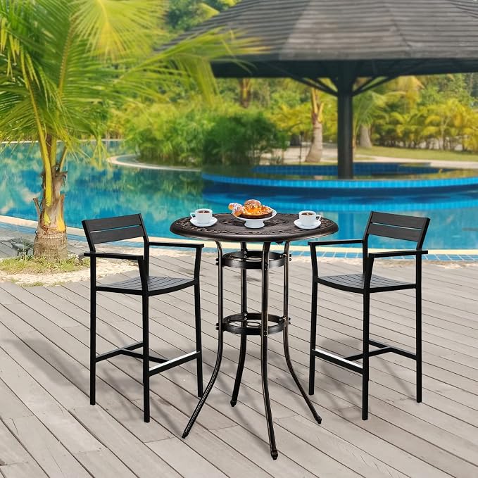 VINGLI Outdoor Bar Table, Cast Aluminum Bar Height Patio Table - Image 8