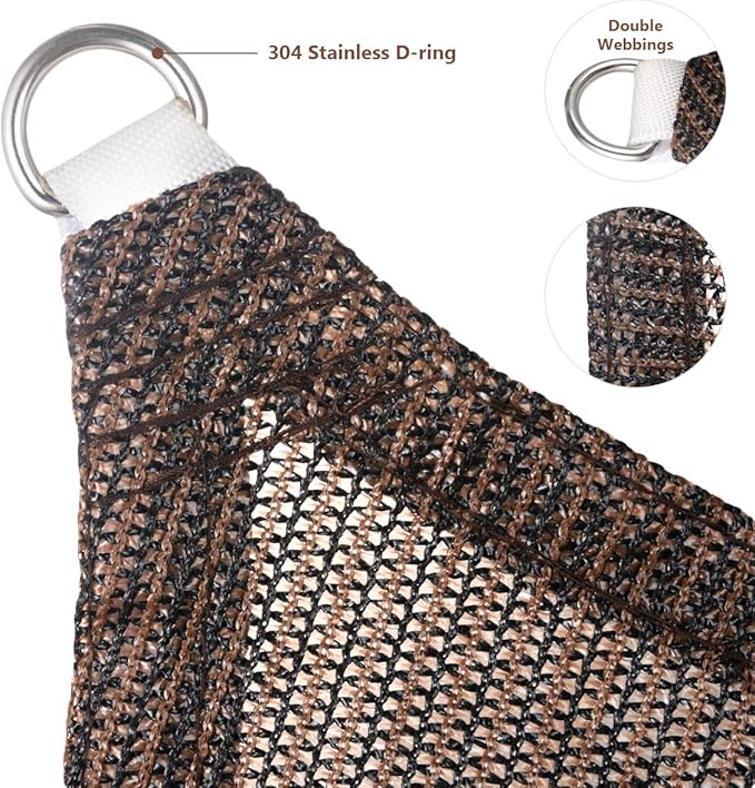 Eden's Decor Straight Flat-Edged Sun Shade Sail Rectangular 17' x 22' Brown - Image 2