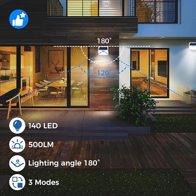 Peasur 16Pack Solar Motion Sensor Lights Outdoor Waterproof, 140LED 3 Modes - Image 4