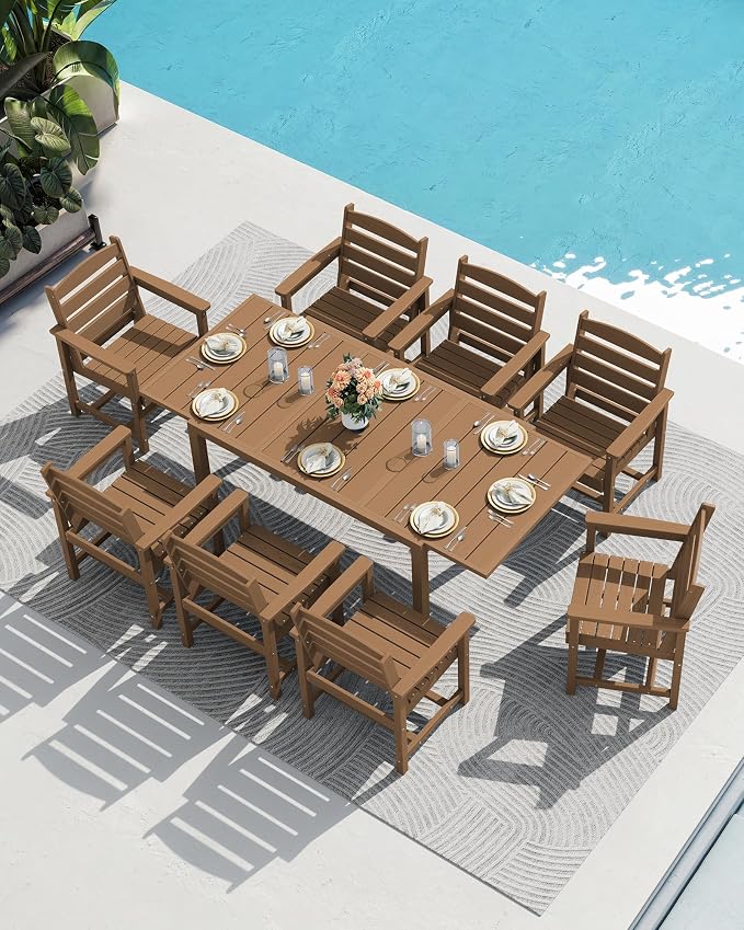 SERWALL 7-Piece Patio Dining Sets, All Weather HDPE Outdoor Furniture Set - Image 8
