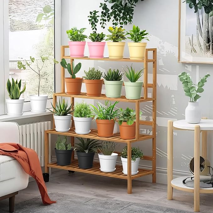 10 Pack 6 Inch Plant Pots with Drainage and Saucers, Stackable Nursery Planters - Image 6