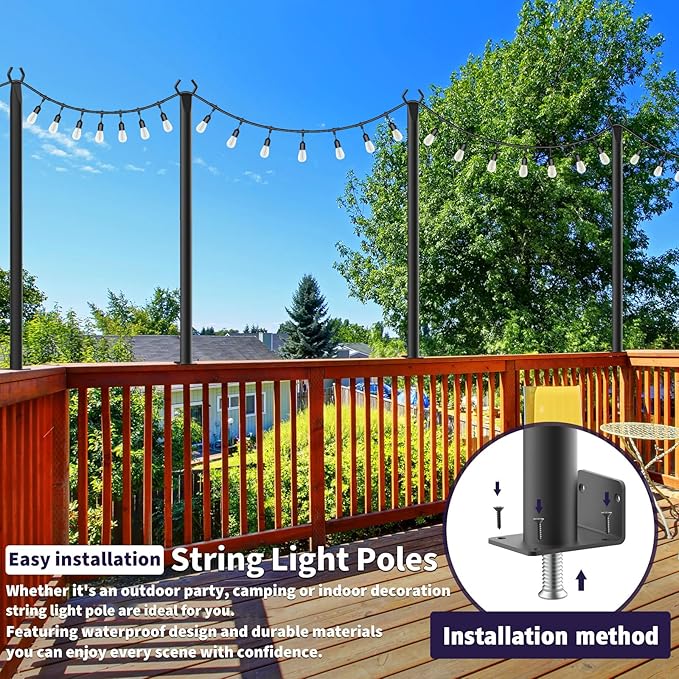 AILBTON 10 Pack 5Ft String Light Poles, Light Poles - Image 2
