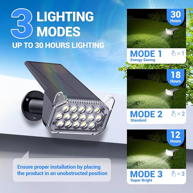 WdtPro Solar Spot Lights Outdoor Waterproof, 6 Pack, Bright Solar Landscape - Image 4