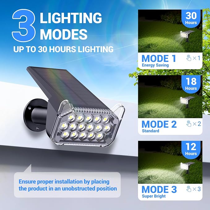 WdtPro Solar Spot Lights Outdoor Waterproof, Bright Solar Lights Outdoor - Image 4