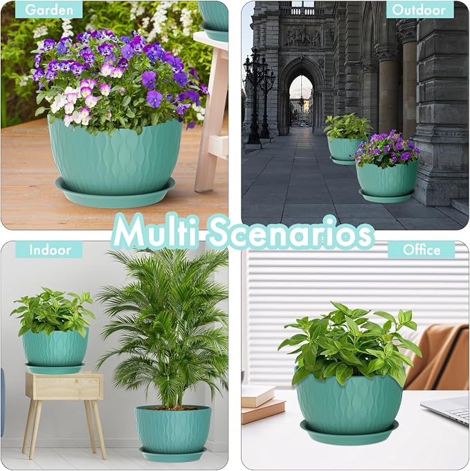 12 Inch Large Plant Pots for Indoor or Outdoor Plants, Wide Water Ripples - Image 6