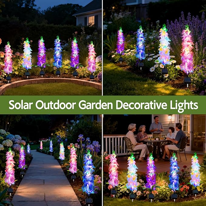 Solar Garden Lights, 6 Pack 20 LEDs Solar Delphinium Flowers Lights Gifts - Image 6