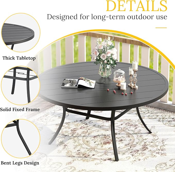 VICLLAX Patio Dining Set for 8, Outdoor Furniture Set Includes 53" Round Patio - Image 2
