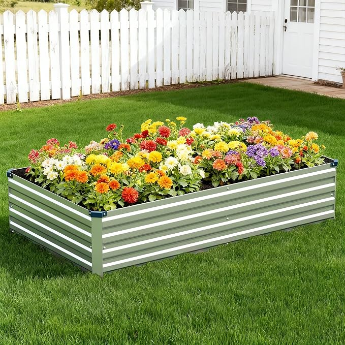 Vengarus 2 Pack 9x3x1FT Galvanized Raised Garden Bed Kit, Outdoor Metal Planter - Image 8