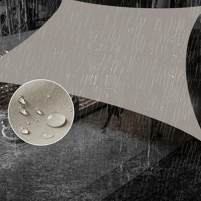 SUNNY GUARD Waterproof Sun Shade Sail 10' x 10' Taupe Triangle UV Block Sunshade by SUNNYGUARD