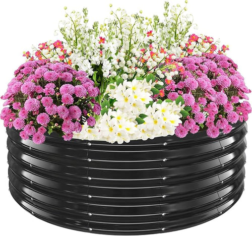 17" Tall Elevated Round Metal Rised Garden Bed- 4'x4' in Size and 0.8MM Thick by TBMLC